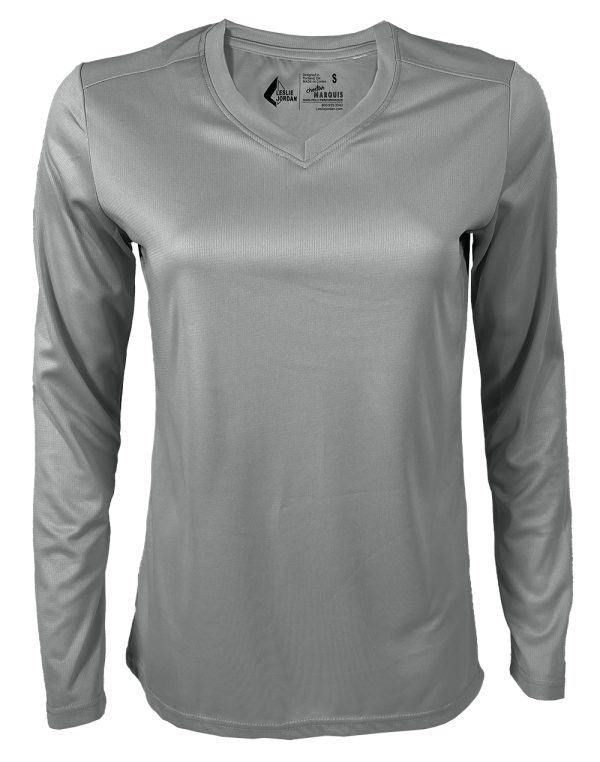 Women's Pearl Gray Marquis V-Neck Long Sleeve T-Shirt