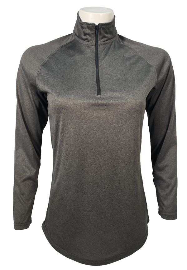 Women's Black Heather Poly Quarter-Zip