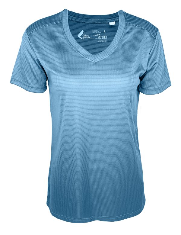 Women's Ice Blue Lattice Short Sleeve T-Shirt