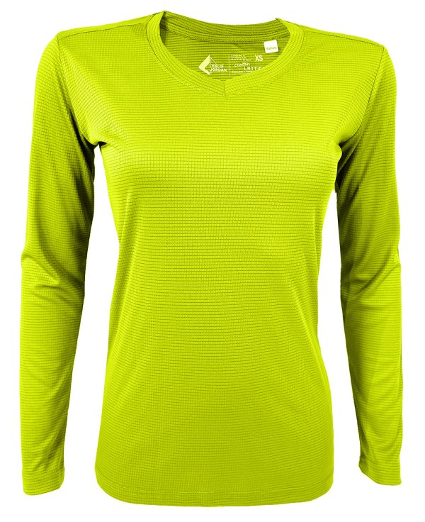 Women's Electric Yellow Lattice Long Sleeve T-Shirt